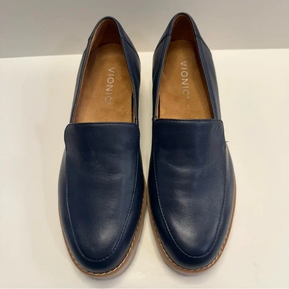 Vionic Kensley Navy Leather Orthotic Lug Loafers 6 NWOB - Picture 3 of 8